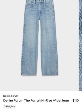 Aritzia Denim Forum Farrah Hi-Rise Wide Jeans — Light Blue 27